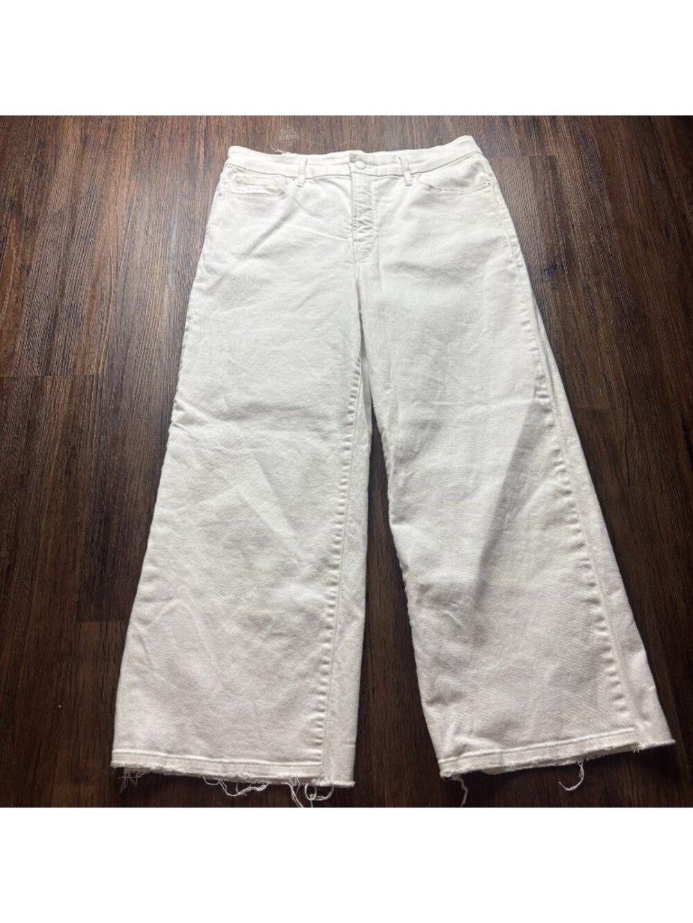 Good American High Waist Palazzo Jeans Ivory Size 14/32 | Wide Leg